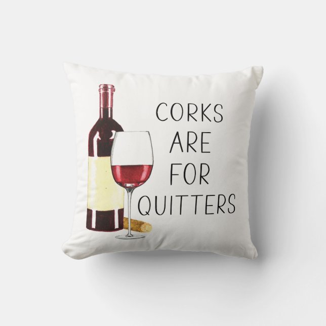 Almofada "Corks For Quitters" Aquarela Vidro Vermelho (Frente)