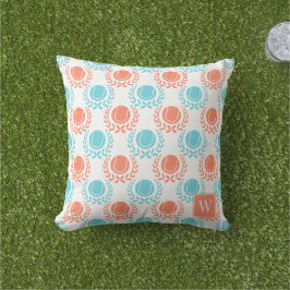 Almofada Coroa de Louros de Tênis Preppy - Coral e Turquesa