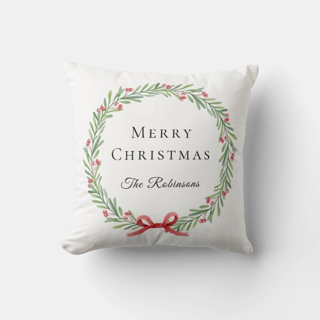 Almofada Coroa de Natal Botânica Roteiro Moderno  (Frente)