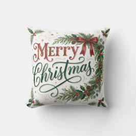 Almofada Coroa de Natal com Letreiro à Mão