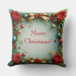Almofada Coroa de Natal com Poinsettias