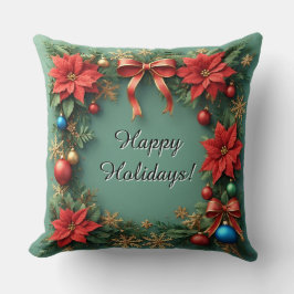 Almofada Coroa de Natal com Poinsettias