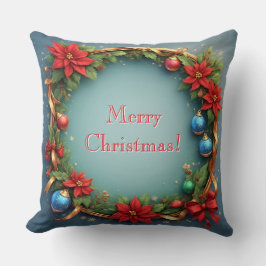 Almofada Coroa de Natal com Poinsettias