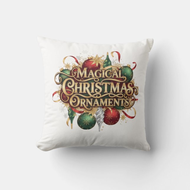 Almofada Coroa de Natal Mágica & Velas Personalizadas  (Frente)