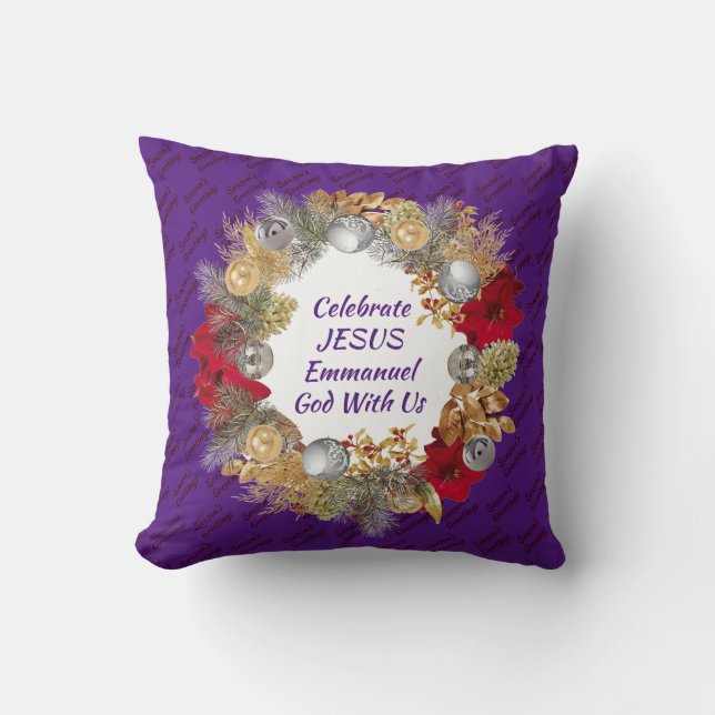 Almofada Coroa de Natal RODE JESUS Roxo (Frente)