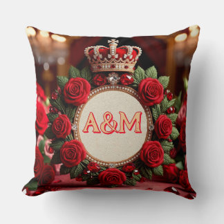 Almofada 👑 Coroa de Rosa Personalizada com Monograma e Nom
