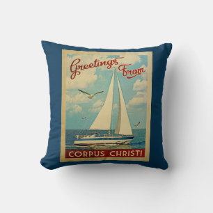 Almofada Corpus Christi Sailboat Viagens vintage Texas