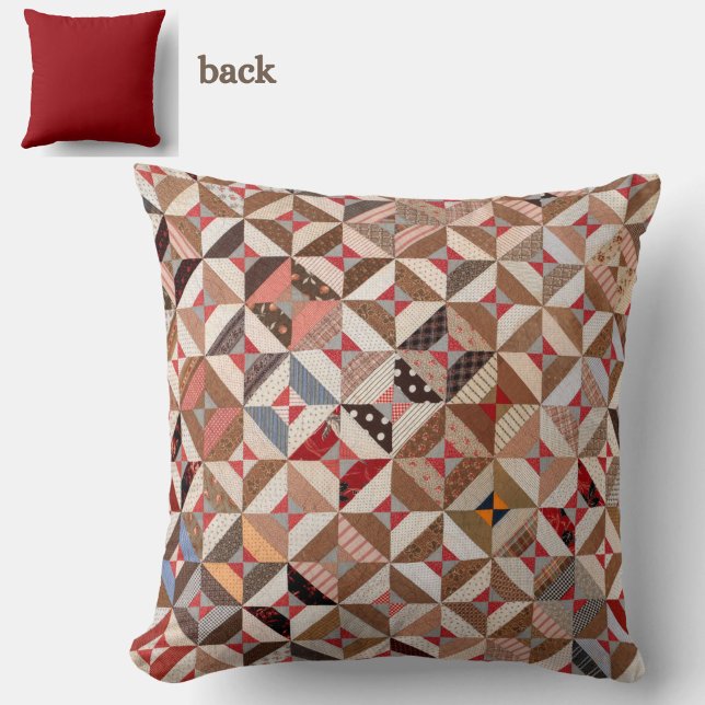 Almofada Correção de Padrão de Coleta Anterior Inverível (Add rustic elegance to your home with this vintage patchwork quilt pattern throw pillow.)