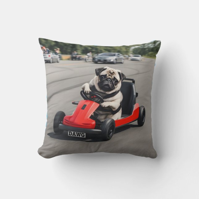 Almofada Corrida Pug go-kart (Frente)