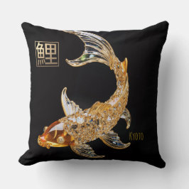 Almofada Cortar Peixe Koi De Vidro Dourado Cristal|Travesse