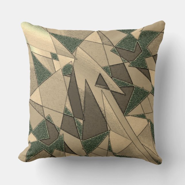Almofada Corte triangular bege em 'fundo verde escuro' (Frente)
