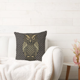 Almofada Coruja Art Déco Dourada