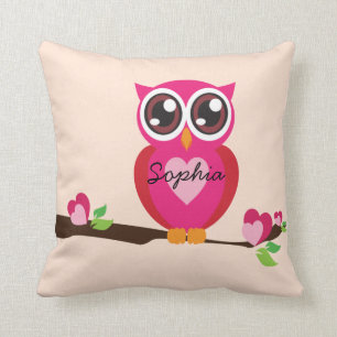 Almofada Coruja bonito do amor com nome feito sob encomenda