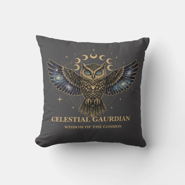Almofada Coruja Celestial Guardiã Cósmica (Frente)