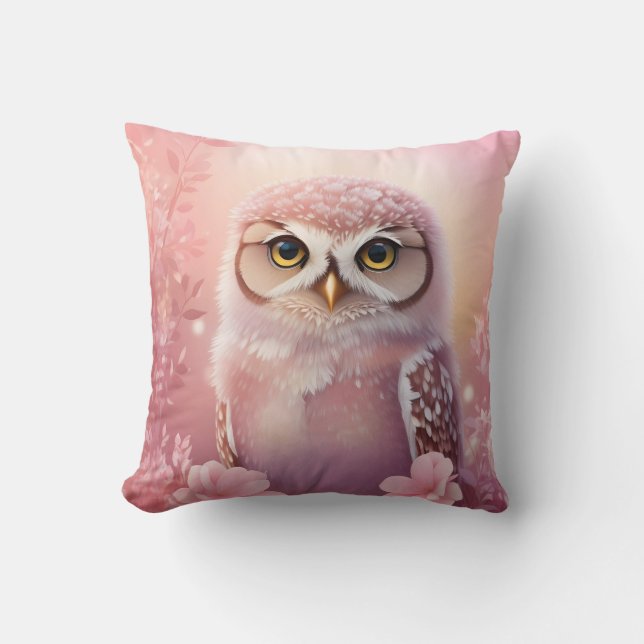 Almofada Coruja-Coruja Rosa-Rosa-Bonita (Frente)