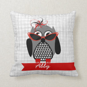 Almofada Coruja de Houndstooth com travesseiro dos óculos