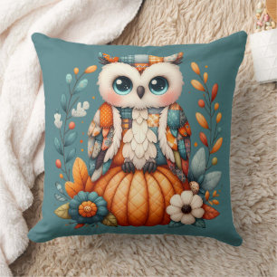 Almofada Coruja de Patchwork na Abóbora — Cottagecore Outon