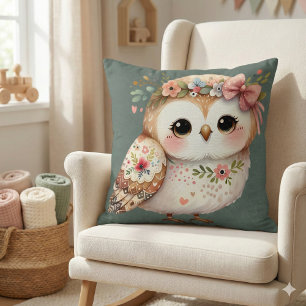 Almofada Coruja Floral Fofa com Laço