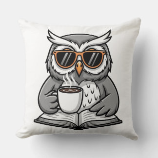 Almofada Coruja Legal Lendo Com Café