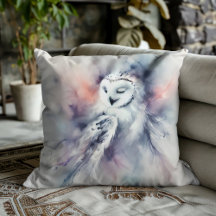 Coruja Nevada Encantada em Aquarela