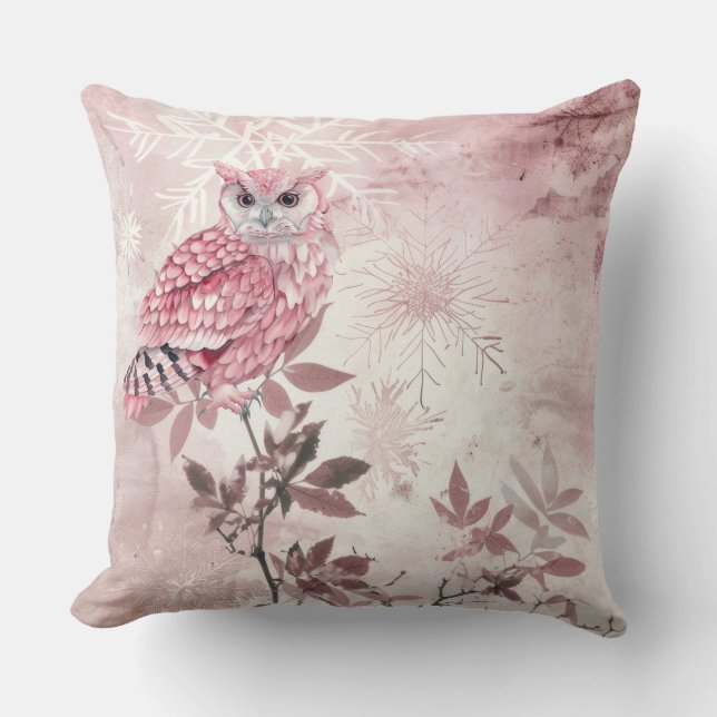 Almofada Coruja-Pavial Rosa-Rosa-Gelada (Frente)