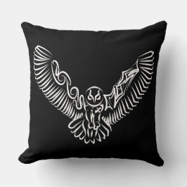 Almofada Coruja voadora branca e negra