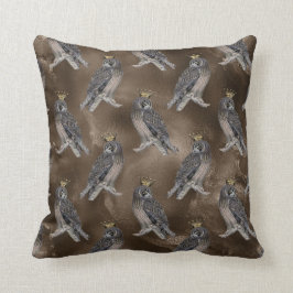 Almofada Corujas de Cinzas em Castanho