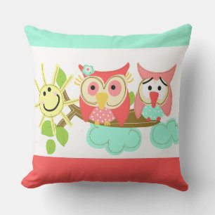 Almofada Corujas de Hoot Bonitas em Animais do Branch Sunsh