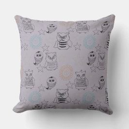 Almofada Corujas Noturnas Roxas lavandas