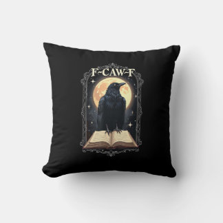 Almofada Corvo F-Caw-F Engraçado Dia das Bruxas Corvo Lua