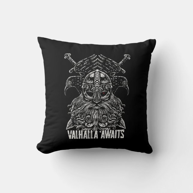 Almofada Corvos de Odin Mitologia Viking Valhalla espera (Frente)