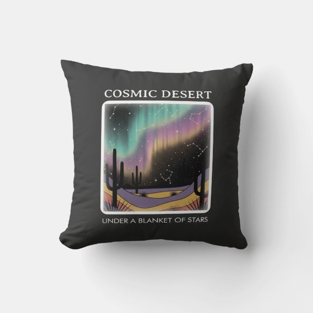 Almofada Cosmic Desert Aurora • Retro Western Night Sky (Frente)