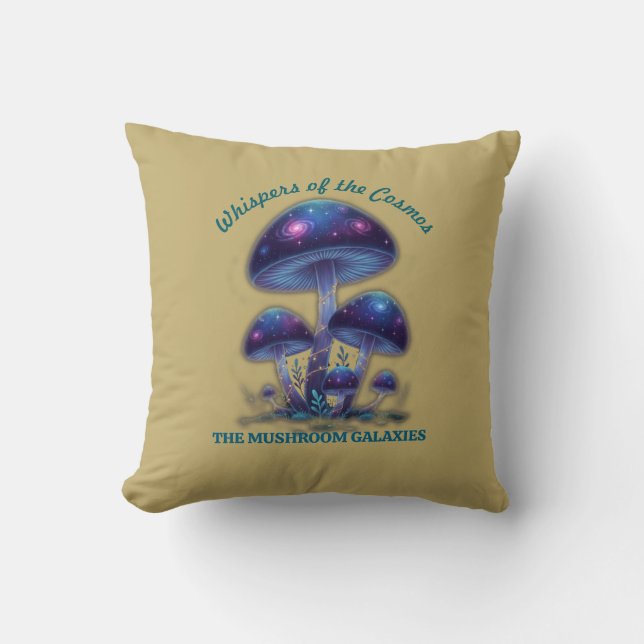 Almofada Cosmic Galaxy Mushrooms • Whimsical Fantasy Fungi  (Frente)