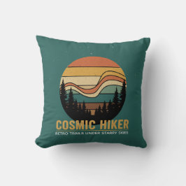 Almofada Cosmic Hiker Retro 70s Sunset Space Forest Stars