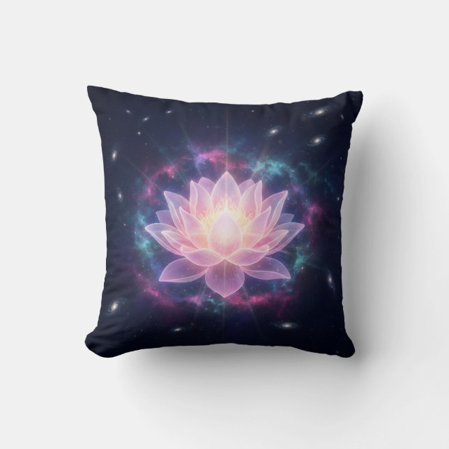 Almofada Cosmic Lotus Bloom - Spiritual Divine Radiance (Frente)