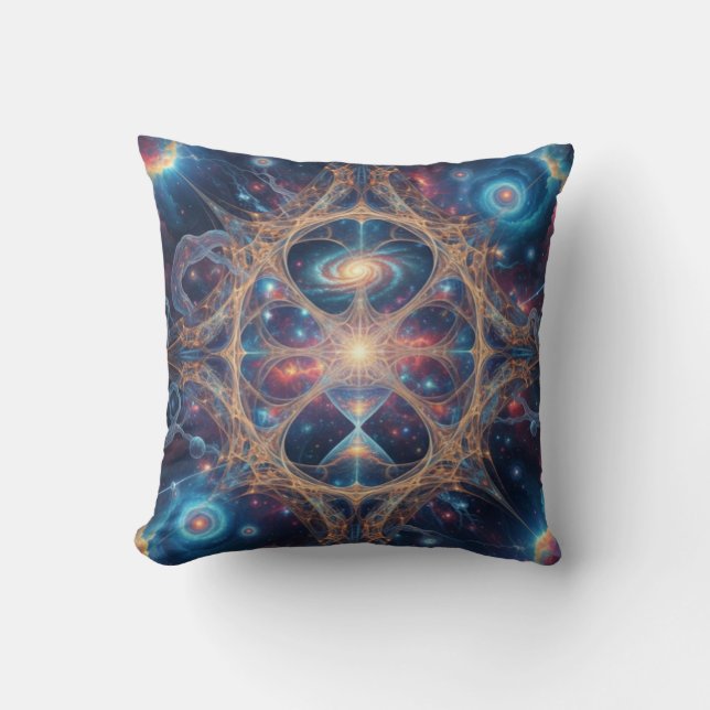 Almofada Cosmic Sacred Geometry Galaxy Mandala Art (Frente)