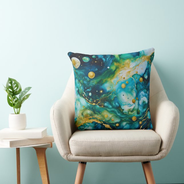 Almofada Cosmos Dourado de Álcool Verde Azul (Cadeira)