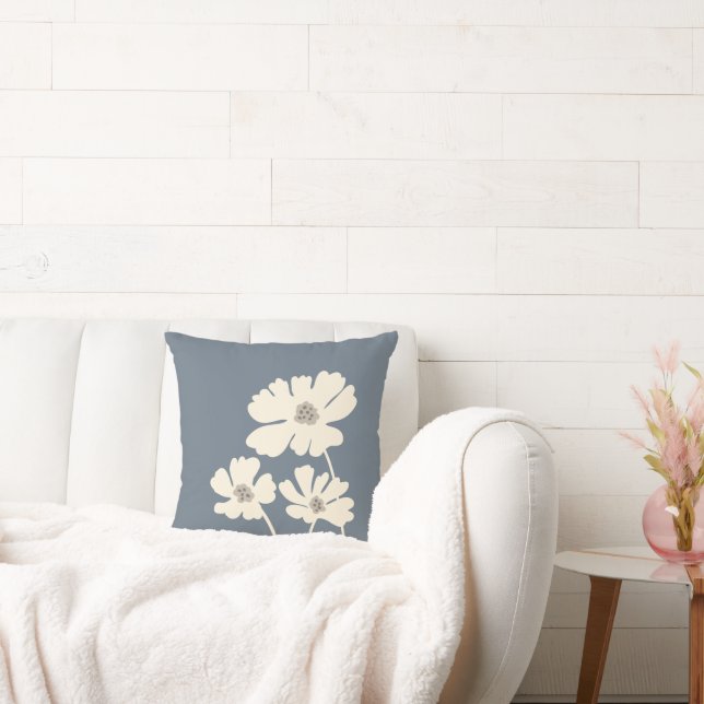 Almofada Cosmos Flowers Silhouettes Moderno Muro Floral (Sofá)