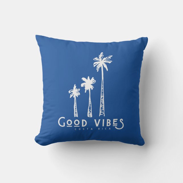 Almofada Costa Rica Boa Vibes Palm Tree Blue Stripe (Frente)