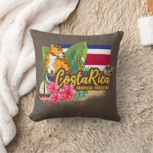 Almofada Costa Rica retro grande bandeira de colheita de ga