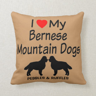 Almofada Costume Adoro Meus Dois Cães De Montanha Berneses