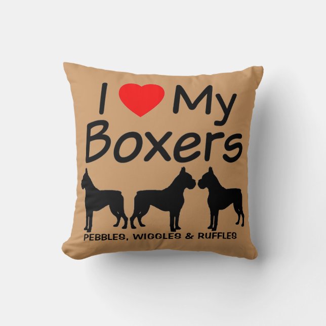 Almofada Costume Adoro Os Meus Três Boxers Dog Breed Traves (Frente)