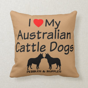Almofada Costume Amo Meus Dois Cães De Bovinos Australianos