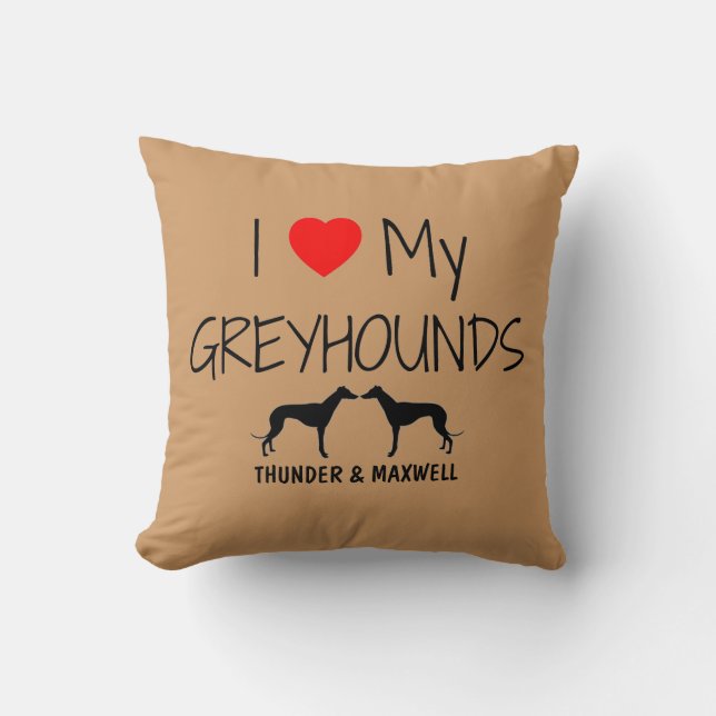 Almofada Costume Amo Meus Dois Greyhounds (Frente)