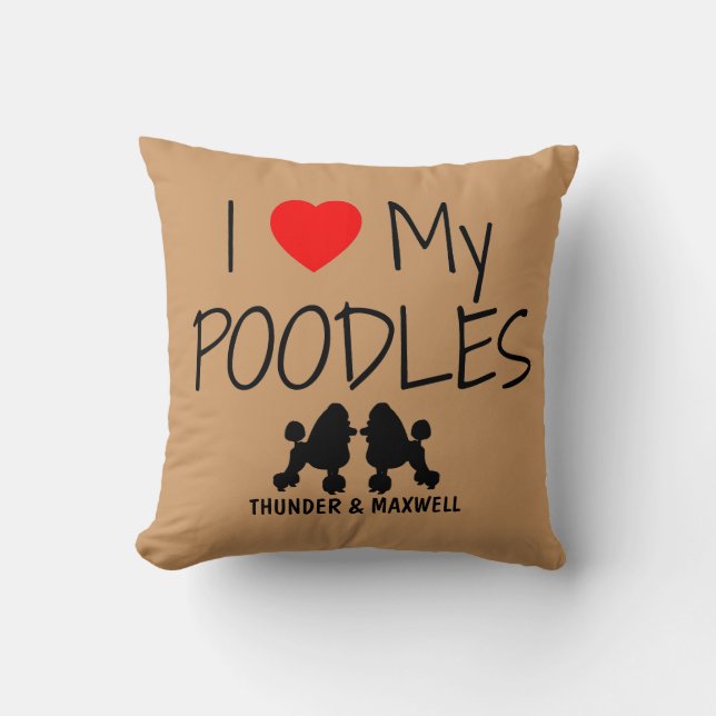 Almofada Costume Amo Meus Dois Poodles (Frente)