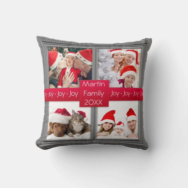 Almofada Costume de prata da colagem | da foto do Feliz (Frente)