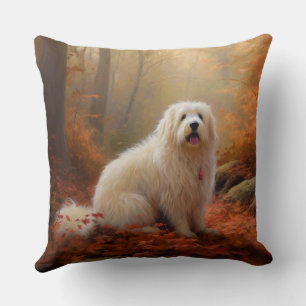 Almofada Coton De Tulear em Folhas de Outono Caem Inspiram