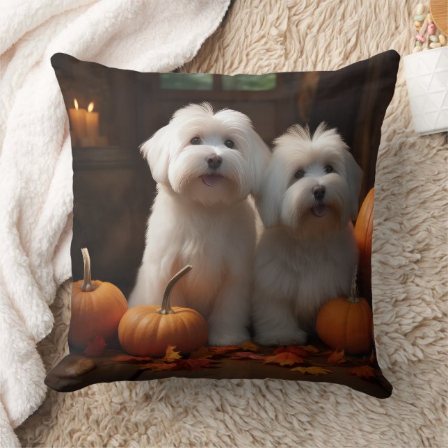 Almofada Coton De Tulear Puppy Autumn Delight Pumpkin (Cobertor)