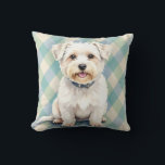 Almofada Coton de Tulear Watercolor Fabric Pattern Art<br><div class="desc">A soft Coton de Tulear portrait in a watercolor style with a light fabric-inspired background. This design captures fluffiness,  charm,  and a fresh aesthetic—perfect for dog lovers and cozy decor.</div>
