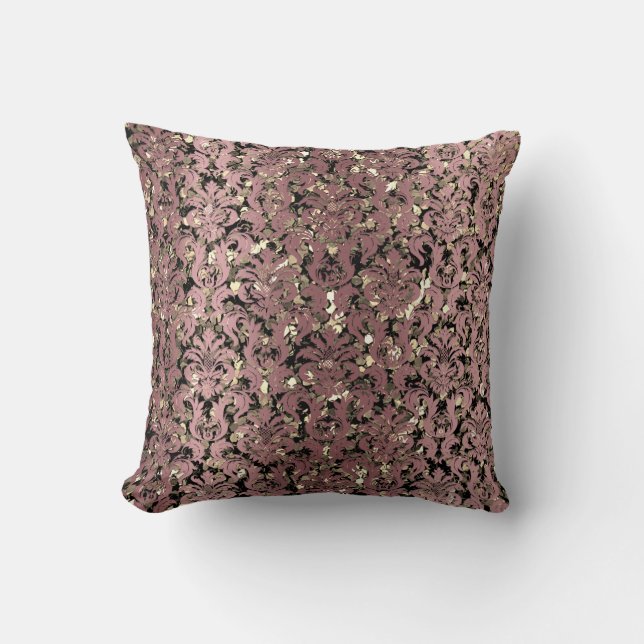 Almofada Cottage Damask Royal Sepia Dourada Black Rosa Mauv (Frente)